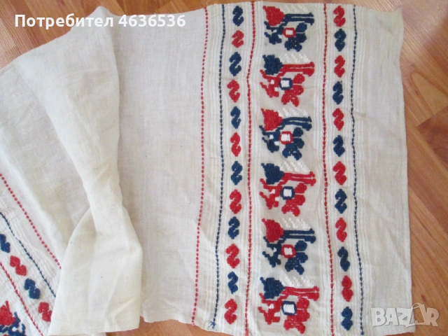 19век кърпа, кенар, ръчна бродерия с вълнени конци,84х38см., снимка 2 - Антикварни и старинни предмети - 53272776