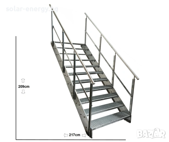 Метално стълбище 11 стъпала | Външни стълби | Поцинковано, снимка 6 - Други - 54235814