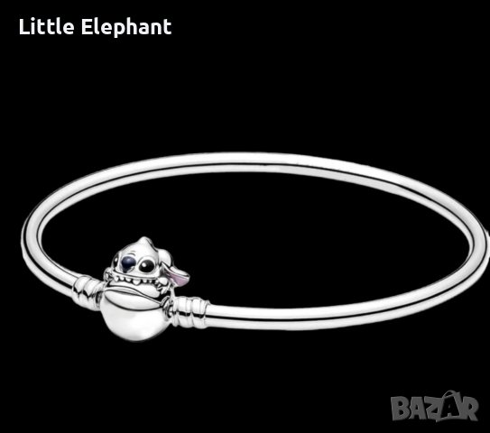 Сребърна твърда гривна Пандора,Дисни,Стич,17 см/нова