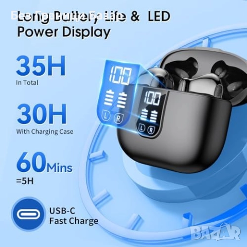Нови Bluetooth 5.4 безжични слушалки с ENC шумопотискане и 35H батерия калъф за зареждане, снимка 7 - Bluetooth слушалки - 52583039
