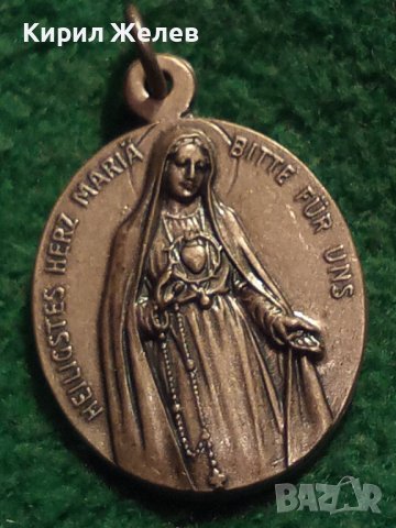 СТАРИННА ГЕРМАНСКА РЯДКА РИМОКАТОЛИЧЕСКА ПОСРЕБРЕНА НАГРЪДНА ИКОНКА ДВУСТРАННА 31254