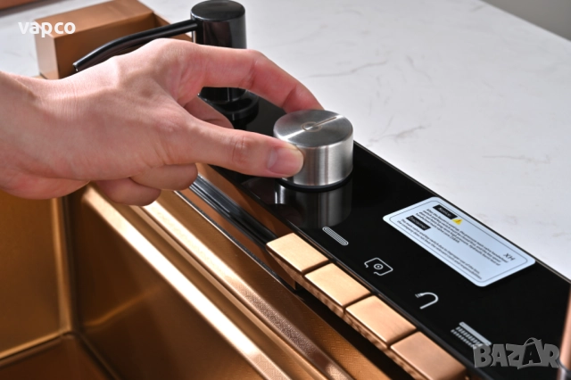 Розово злато - Мултифункционална кухненска мивка с двоен водопад, снимка 6 - Мивки - 52128836