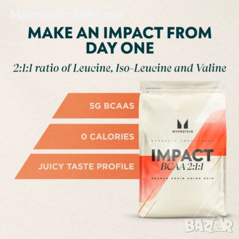 Myprotein BCAA 2:1:1 | 500 грама, снимка 2 - Хранителни добавки - 53025850
