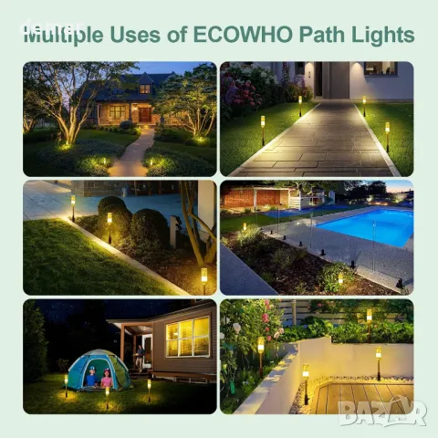 Градински LED осветителни тела ECOWHO 6 броя, IP65 Водоустойчиви, топло бяло, снимка 7 - Лед осветление - 49115831