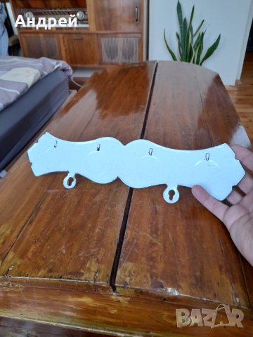 Стара емайлирана закачалка #2, снимка 4 - Антикварни и старинни предмети - 35075502