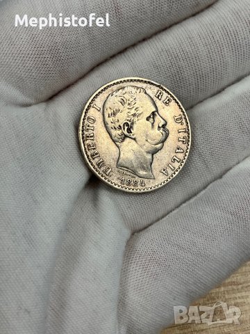 2 лири 1884 г, Кралство Италия - сребърна монета, снимка 8 - Нумизматика и бонистика - 44159433