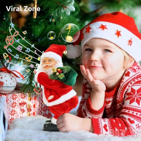 Танцуващ Дядо Коледа с музика и светлини – празнично настроение у дома, снимка 4 - Декорация за дома - 52428143