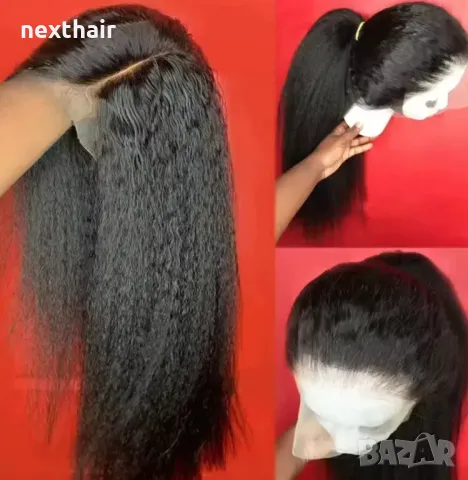 Yaki Kinky дълга черна перука с дантела лейс фронт , снимка 10 - Аксесоари за коса - 49863976