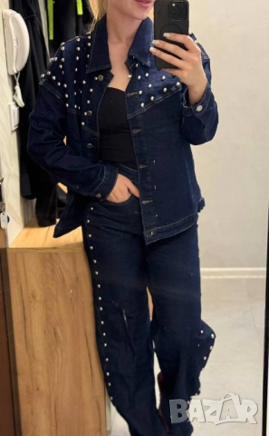 дамски комплект деним яке и дънки , снимка 2 - Комплекти - 51975477