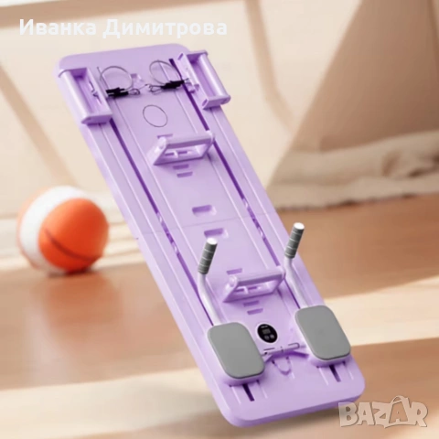 Фитнес дъска за пилатес 3 в 1 – ластици за съпротивление, таймер и стойка за телефон, снимка 3 - Фитнес уреди - 53989392