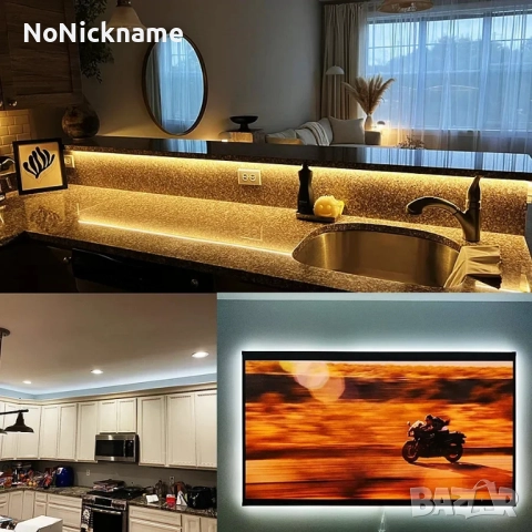 5М, 4000K, LED COB лента 8мм с DC 12V щепсел 2-пинов кабел димируема линейна светлина декорация, снимка 10 - Лед осветление - 52611100