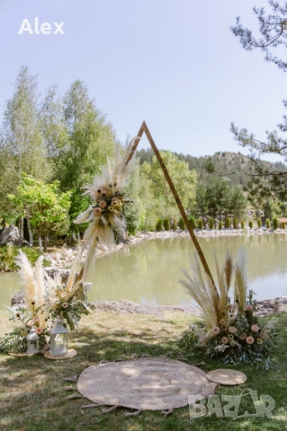 Дървени бохо сватбени арки под наем, снимка 7 - Други - 40272531