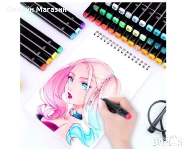 Комплект маркери с алкохолна основа с две страни и калъф за съхранение - 48бр/60бр/80бр Всички мо