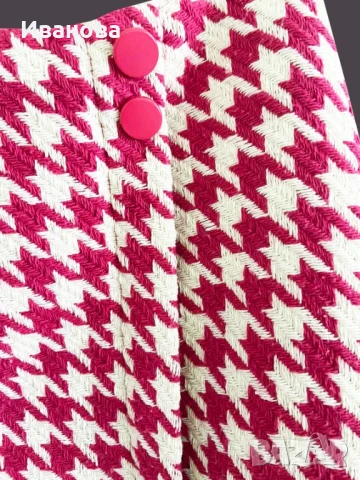 Розово-бяло каре пола. Поличка Rezerved. Фуксия, синьо, снимка 4 - Поли - 50594053