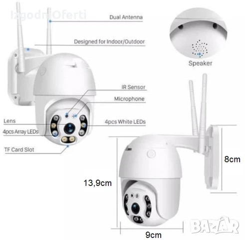 iCSee Външна Въртяща PTZ CAMERA WiFi. Водоустойчива IP камера Wi-Fi, снимка 4 - IP камери - 50931646