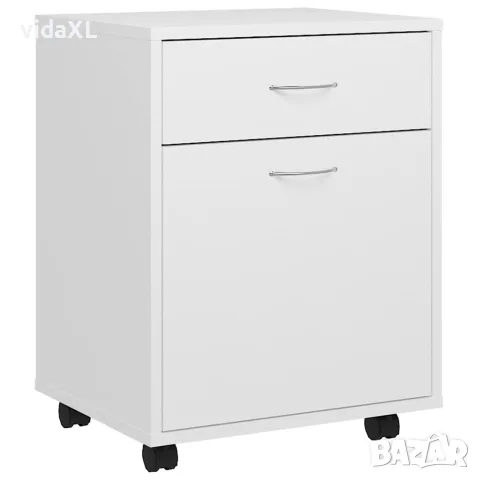 vidaXL Шкаф на колелца, бял, 45x38x54 см, инженерно дърво
