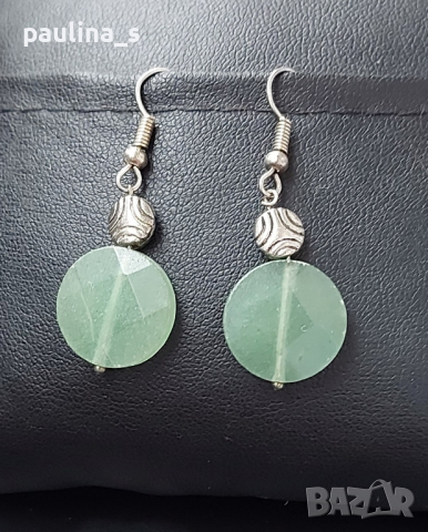 Винтидж / Висящи обеци с фасетиран зелен кварц, снимка 3 - Обеци - 44616931