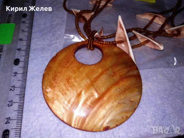 СЕДЕФЕНО МЪНИСТЕНО ФЕШЪН АРТ КОЛИЕ МЕДАЛЬОН ЛЯТНО ПЛАЖНО ХЕНД МЕЙД БИЖУ 34682, снимка 4 - Колиета, медальони, синджири - 39189717