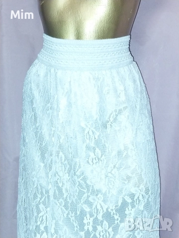 M/XL Бяла ,дантелена ,дълга пола , снимка 5 - Поли - 52658277