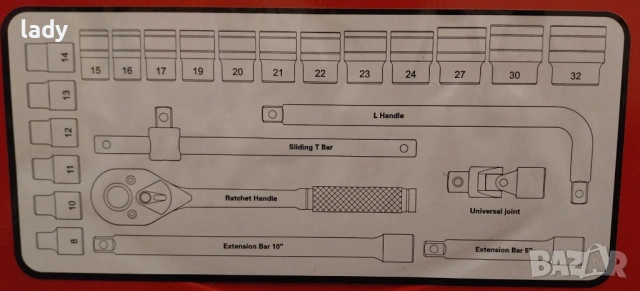 Немско гедоре TBW, 12 стенни вложки, снимка 3 - Други инструменти - 53101527