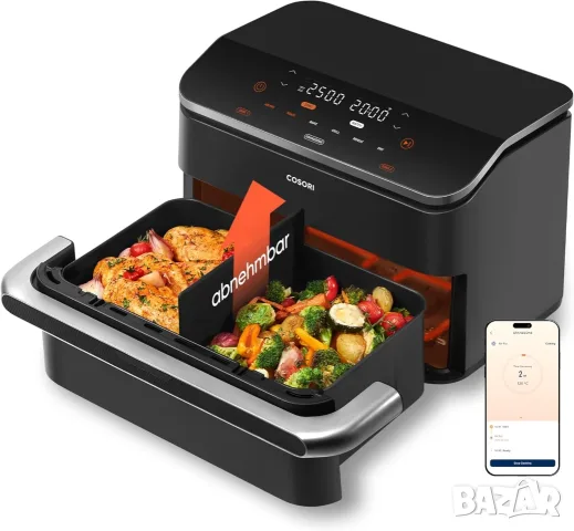 Фритюрник с горещ въздух Cosori Dual Blaze TwinFry 10 л, Wi-Fi