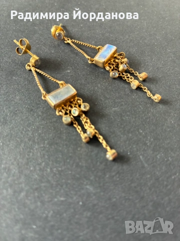 Обеци с лунен камък, снимка 2 - Обеци - 54163176