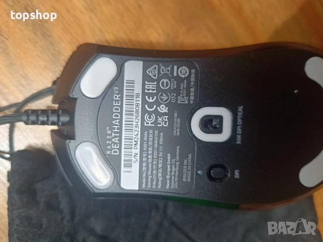 Нова Геймърска мишка Razer Deathadder V3 RZ01-0464, черна, кабелна, лека, ергономична, снимка 8 - Клавиатури и мишки - 51636339