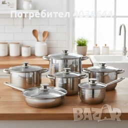 Комплект тенджери от неръждаема стомана ADM – 12 части с капаци BXGG-001, снимка 3 - Съдове за готвене - 53154661