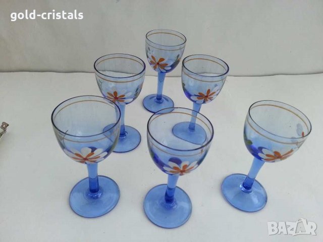 Чашки за ракия цветно синьо стъкло , снимка 7 - Антикварни и старинни предмети - 31029157