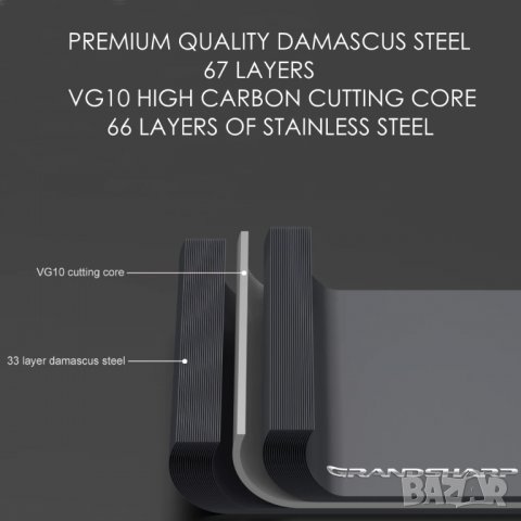 Професионален Нож от Дамаска стомана., снимка 5 - Прибори за хранене, готвене и сервиране - 19186192