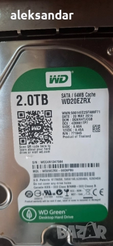 2TB WD Desktop Hard Drive Disk WD20EZRX SATA 64MB Cache