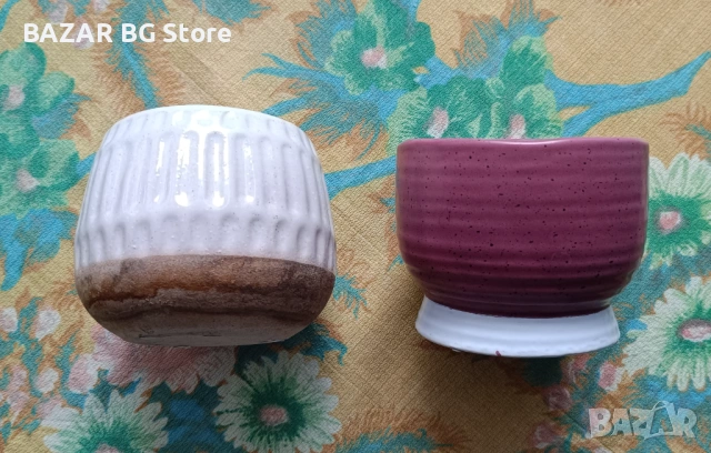 Комплект керамични саксии за цветя., снимка 2 - Саксии и кашпи - 53940579