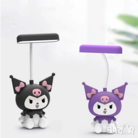 Акумулаторна LED нощна лампа Kuromi / My Melody с USB – Лилава / Черна | 22 см, снимка 3 - Настолни лампи - 51081280