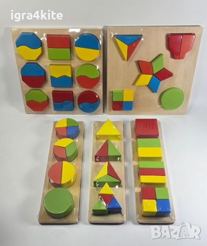 НОВО! Големи Дървени геометрични фигури в 3 плоскости, снимка 2 - Образователни игри - 25003202
