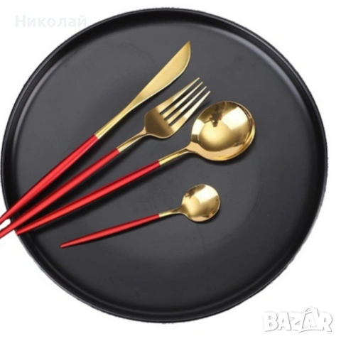 Комплект прибори за хранене от 24 части с луксозен дизайн и магнитна кутия, снимка 4 - Прибори за хранене, готвене и сервиране - 53115540
