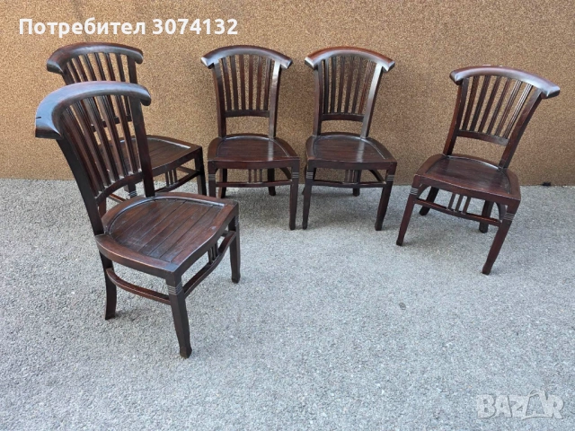 Масивни трапезни столове от тиково дърво, снимка 2 - Столове - 53566469