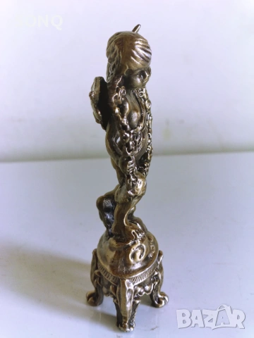 Страхотна Стара Колекционерска Бронзова Фигура Ангел-Херувим, снимка 10 - Колекции - 53354355