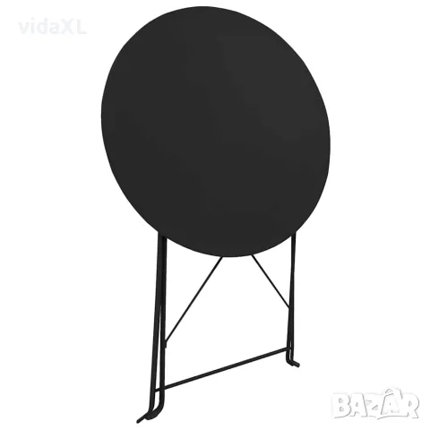vidaXL Бистро комплект, 3 части, стомана, черен, снимка 2 - Градински мебели, декорация  - 56147636