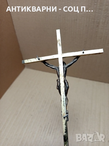 Стар Бронзов Кръст Исус Христос Инри. , снимка 6 - Антикварни и старинни предмети - 52842249