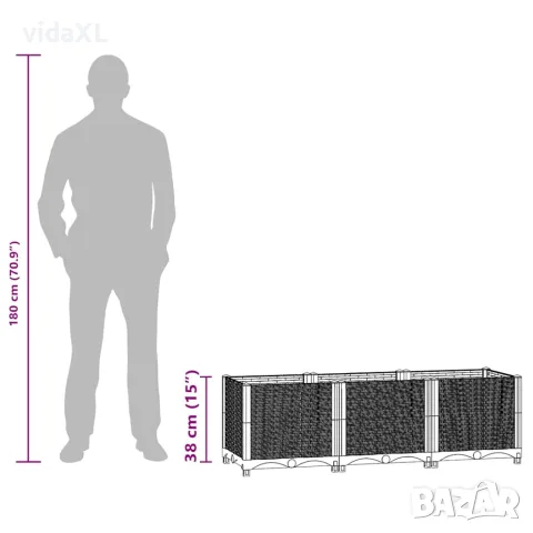 vidaXL Повдигната леха, 120x40x38 см, полипропилен, снимка 9 - Саксии и кашпи - 56146610