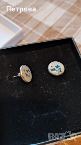 Сребърни обеци с епоксидна смола 