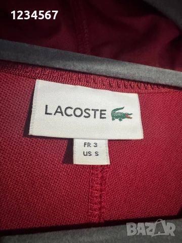 Lacoste Hoodie Red Quarter Zip Pullover., снимка 4 - Суичъри - 54221656