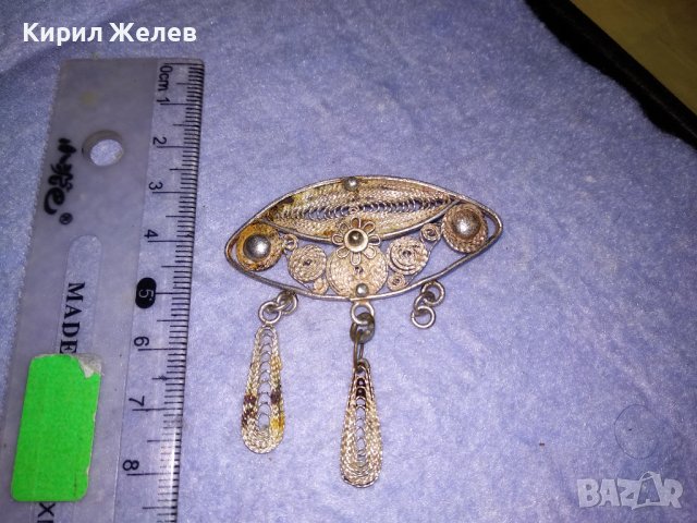 СТАРИННА ФИЛИГРАННА СРЕБЪРНА ВЪЗРОЖДЕНСКА БРОШКА РЪЧНА ИЗРАБОТКА 34412, снимка 8 - Антикварни и старинни предмети - 39507605