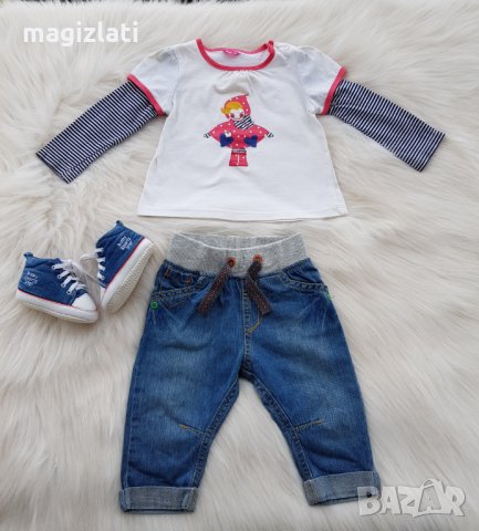 Дънки блуза и буйки за малка дама 3-6 месеца, снимка 9 - Комплекти за бебе - 29855182