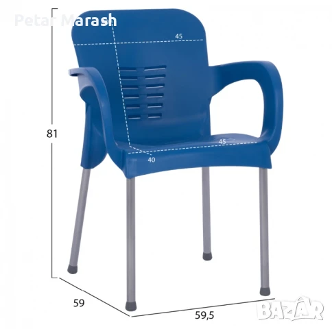 Сгъваема маса 80х80 + 4 удобни стола с подлакътници – за двор, балкон, тераса, снимка 4 - Градински мебели, декорация  - 50634244