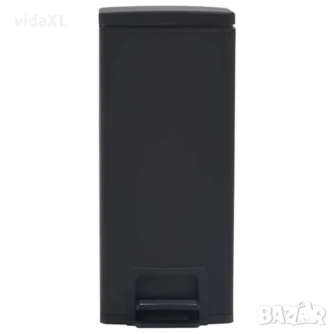 vidaXL Кош за боклук с педал без пръстови отпечатъци 30 л черен инокс, снимка 3 - Кошове за боклук и контейнери - 56146136