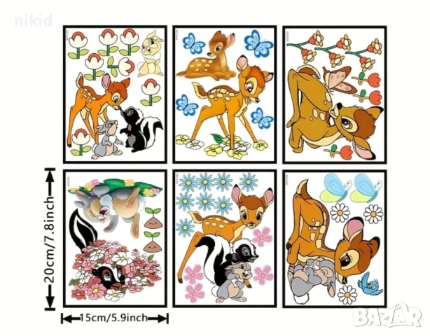 Бамби самозалепващи стикери стикер за детска стая стена мебел декор самозалепващ, снимка 2 - Други - 52161693