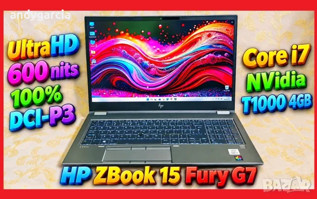 HP ZBook Fury 15 Gen 7/4K UHD IPS 100% DCI-P3 600 nits/Core i7/Quadro T1000 4GB/16GB RAM/512GB NVMe