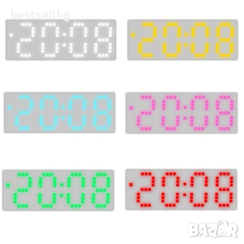 Светещ в тъмното настолен дигитален часовник електронен с термометър, снимка 6 - Други - 42821896