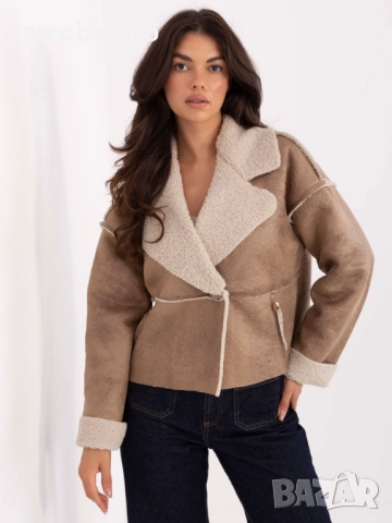 Дамско късо яке от еко кожа с подплата и имитация на джобове, 5цвята , снимка 6 - Якета - 51696789